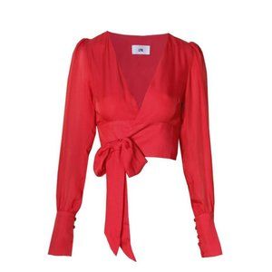 LPA Bishop-sleeve Cropped Top In Red